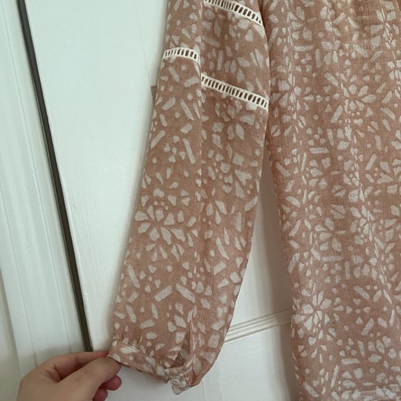 Two by Vince Camuto sheer gauzy pink boho preppy tunic top long sleeve, size XS - Picture 8 of 12